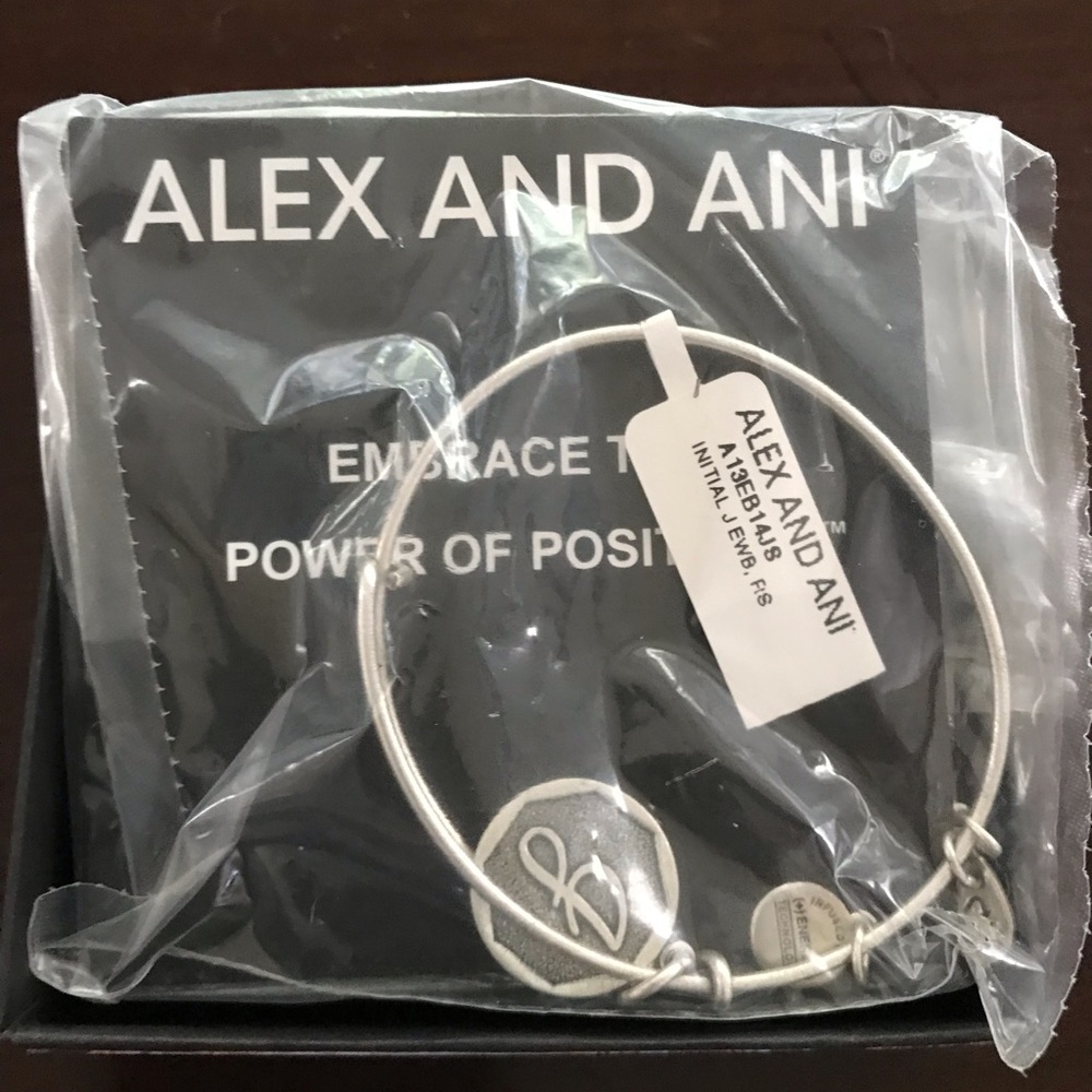 Alex & Ani silver initial charm bracelet.